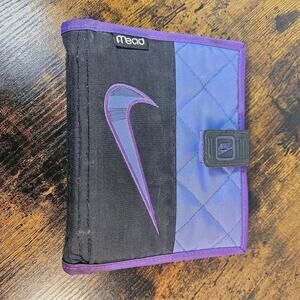 Vtg 1995 Nike Mead Planner Organizer 50074 Purple Black Quilted 90s Portfolio